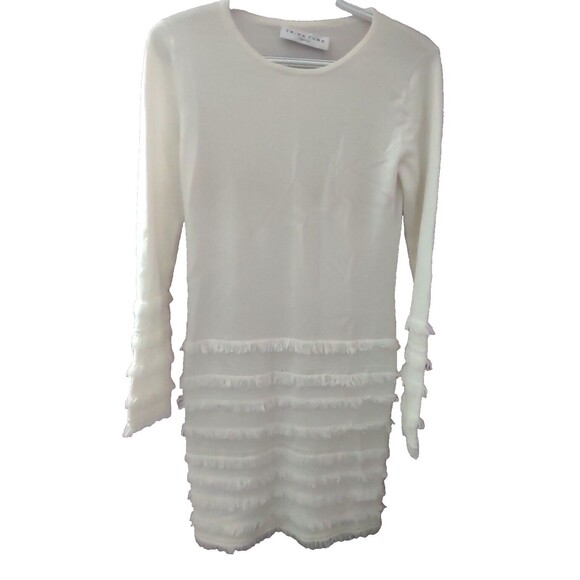 Trina Turk Ivory Fringe Sass Merino Wool Dress Size Small Please Read Descript - Picture 1 of 10